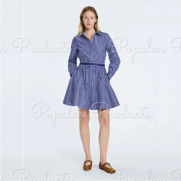 Free Assembly | Cotton Shirtdress, Mysterious Blue - Picture 3 of 6